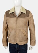 Yellowstone Shearling Collar Buff Suede Leather Jacket