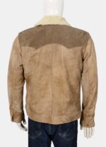 Yellowstone Shearling Collar Buff Suede Leather Jacket