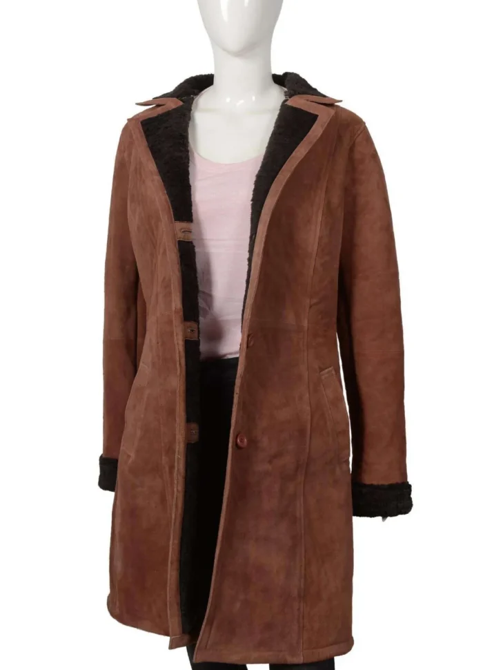 Kelsey Asbille Tv Series Yellowstone Monica Dutton Brown Shearling Coat