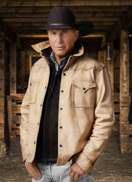 Yellowstone John Dutton White Leather Jacket